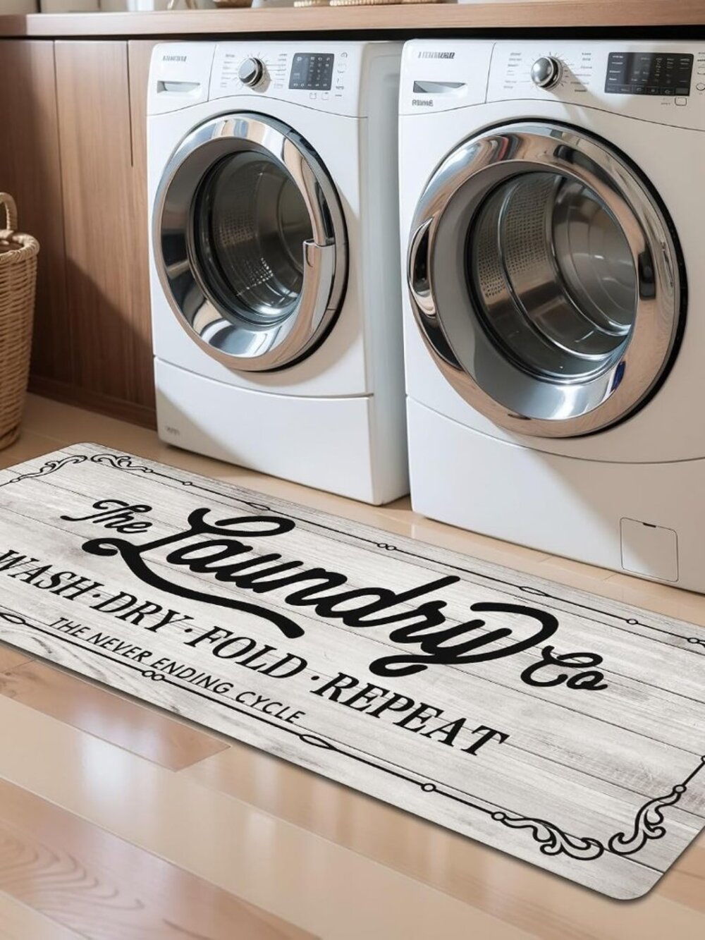 Laundry Room Rug Runner 20"x60", Non Slip Waterproof Mat, Beige